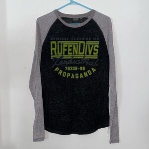 Black grey Long Sleeve Rufen Propaganda Clothing TShirt Men's Size Medium